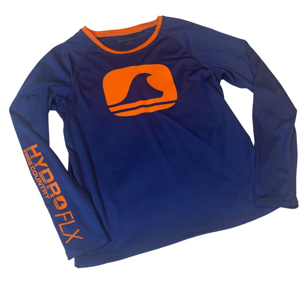 Free Country Hydro FLX Long Sleeve Shirt - Blue/Orange Boys Youth M